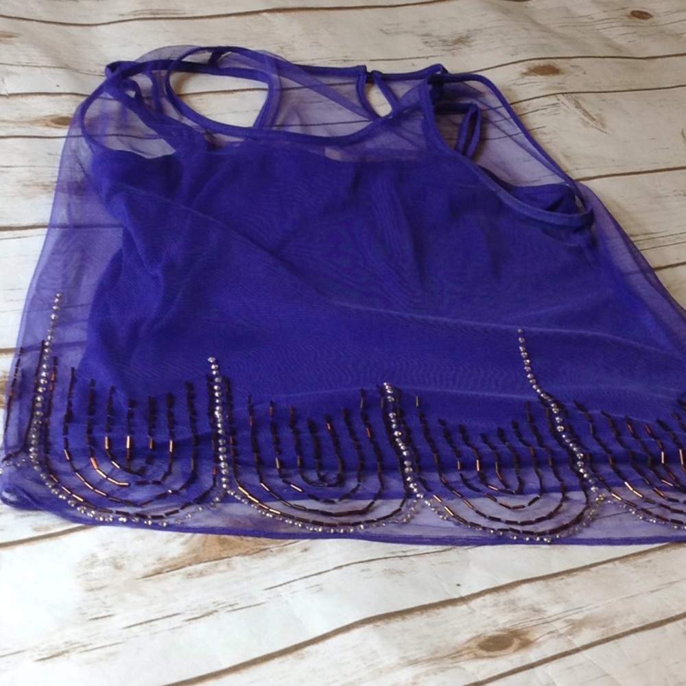 Jennifer Lopez Purple Lace Tank Top Womens Size M